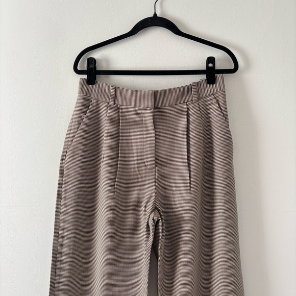 Abercrombie & Fitch Sloane Tailored Pants Wide Leg Trouser High Rise Brown Print - Picture 4 of 7